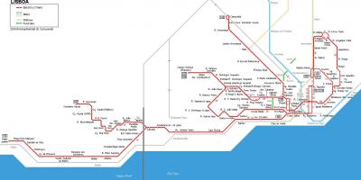 Lizboński tramwaj mapie