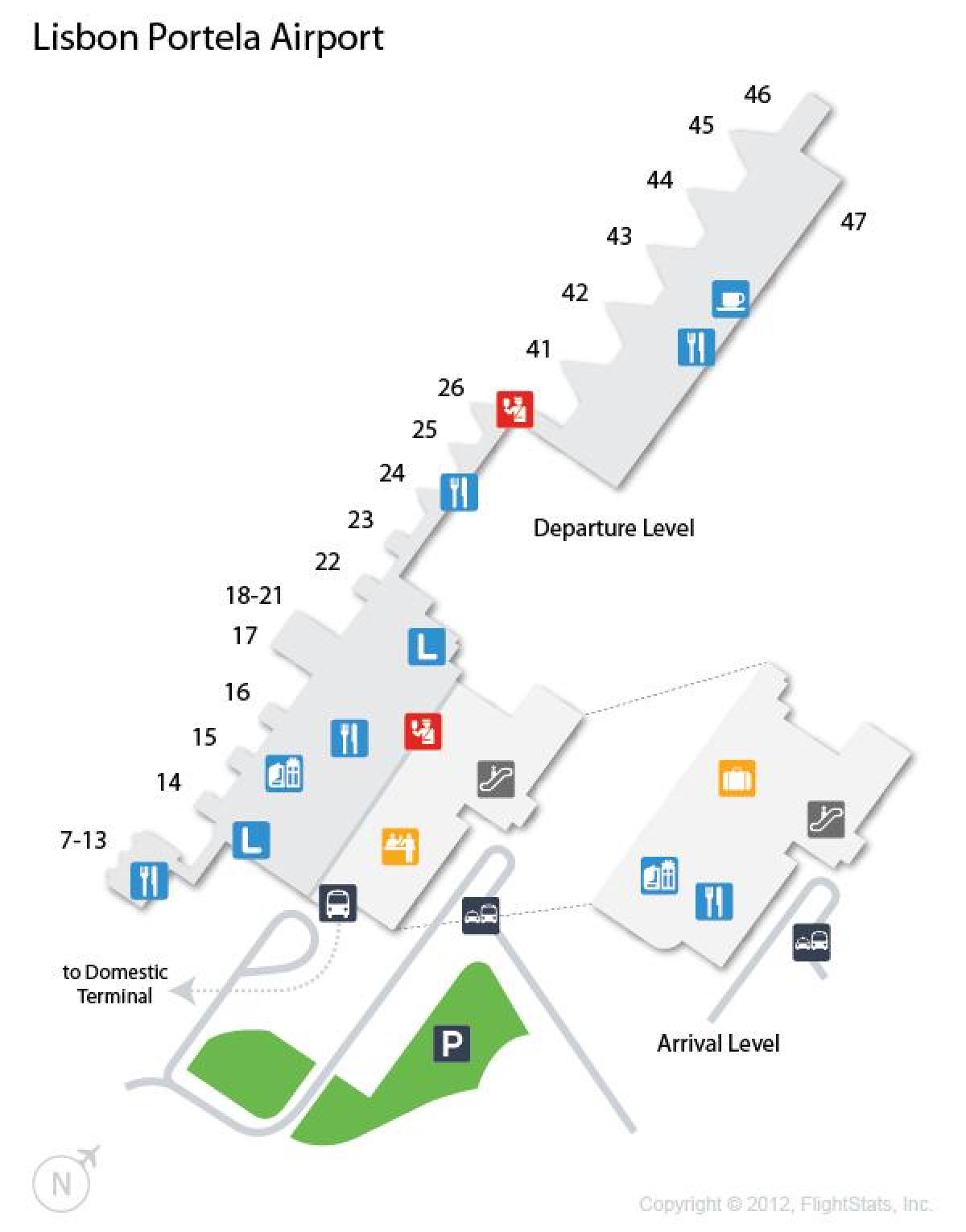 mapa Lizbona airport terminal 1