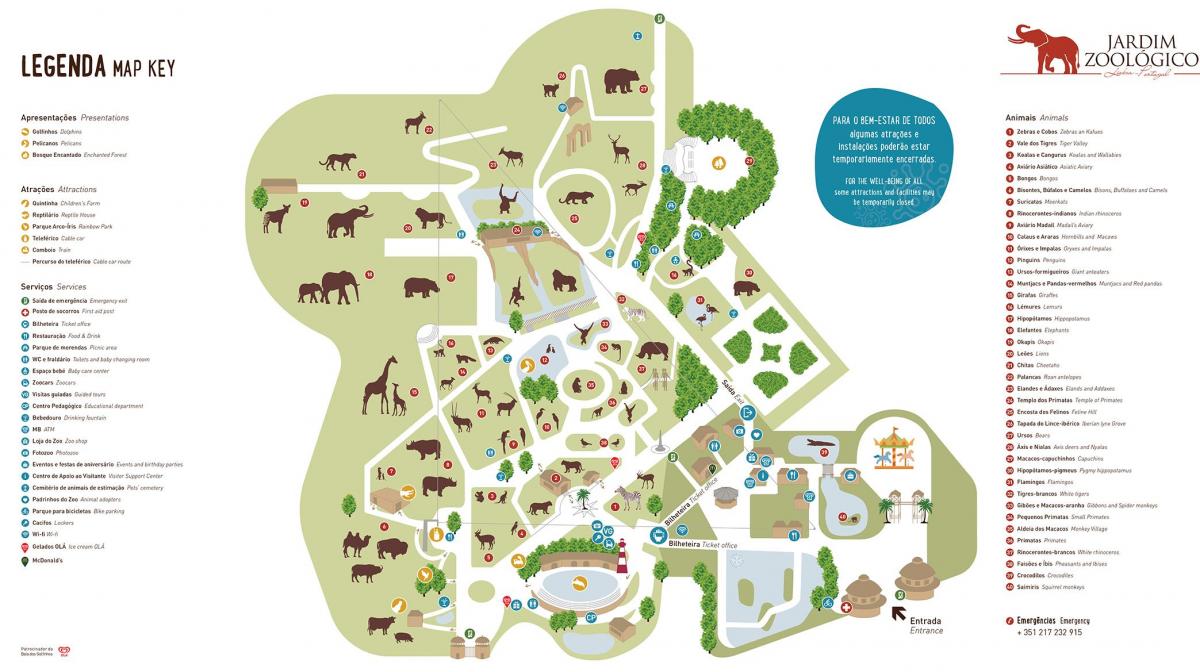 mapa Lizbońskiego zoo