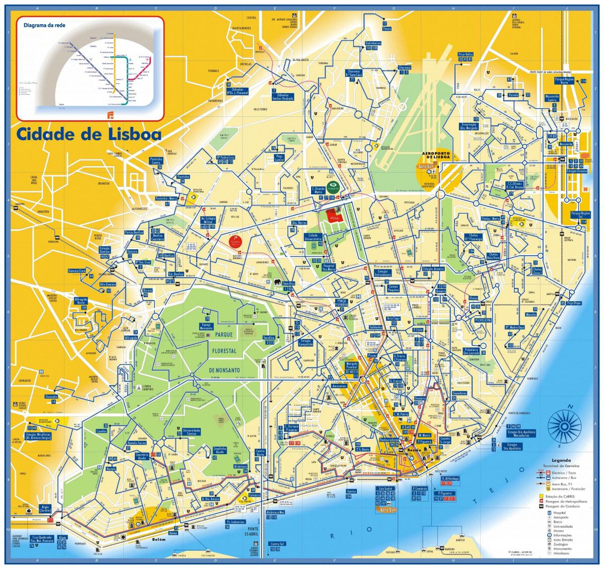 transportowej mapie Lizbony