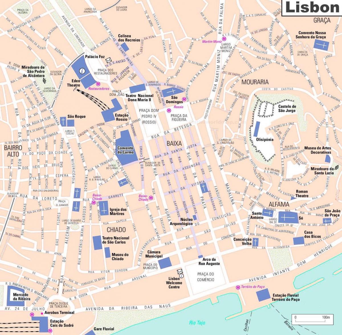 Lizbona zabytki mapa