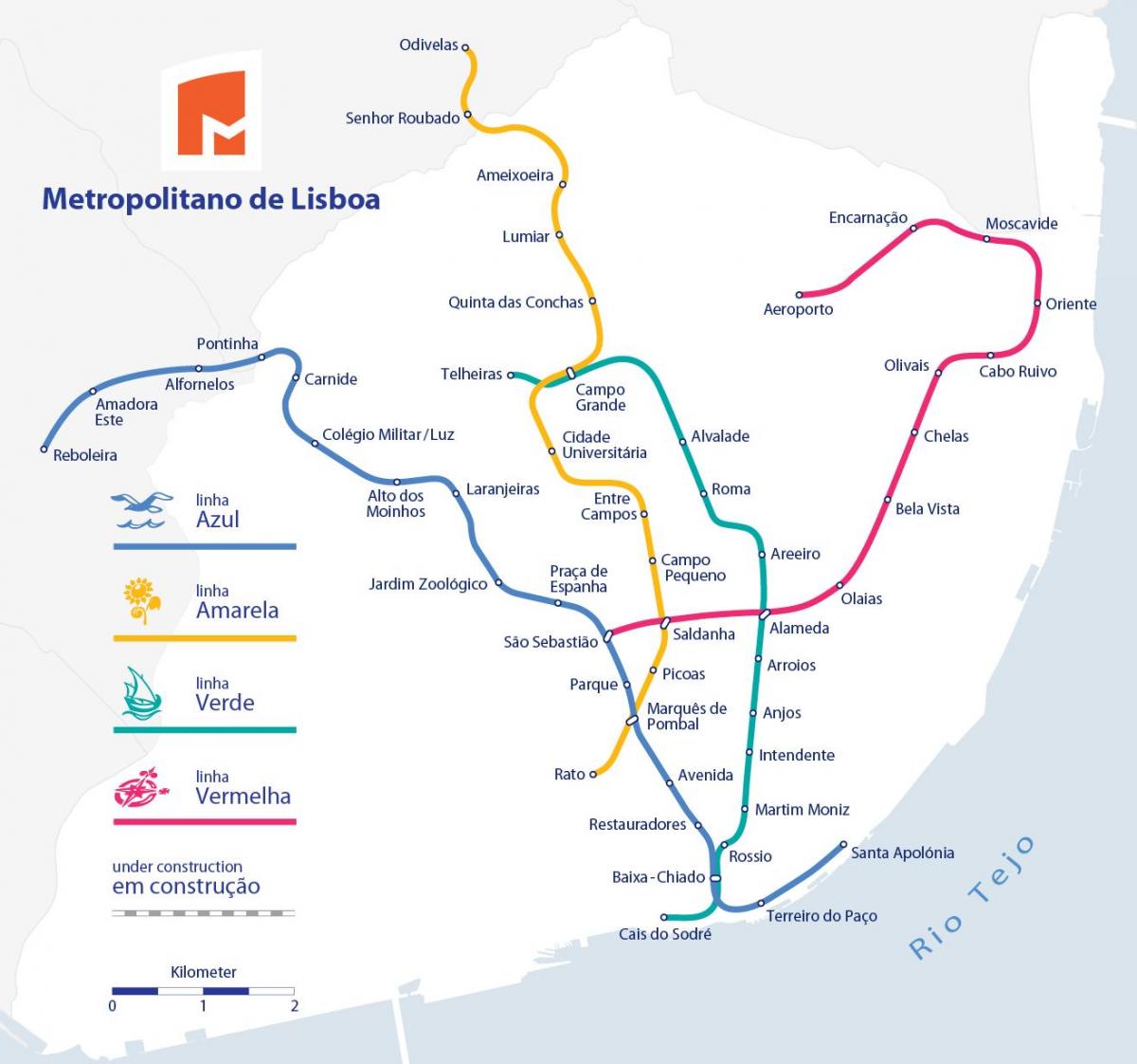 mapa metra w Lizbonie