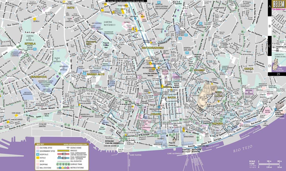 centrum miasta Lizbona mapa