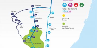 Lotnisko Lizbona-mapa linii autobusowych